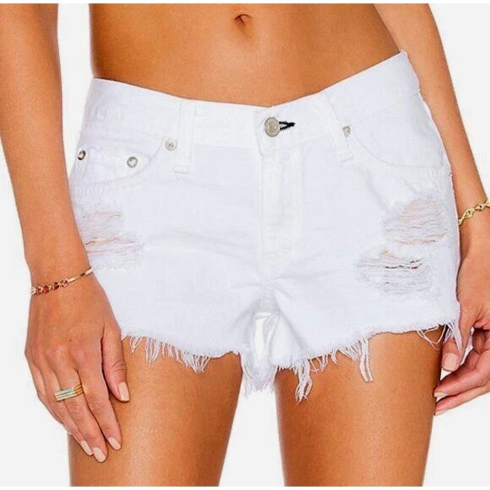 Rag & Bone Marin Denim Cut Off Jean Shorts Distressed Womens Size 25 White